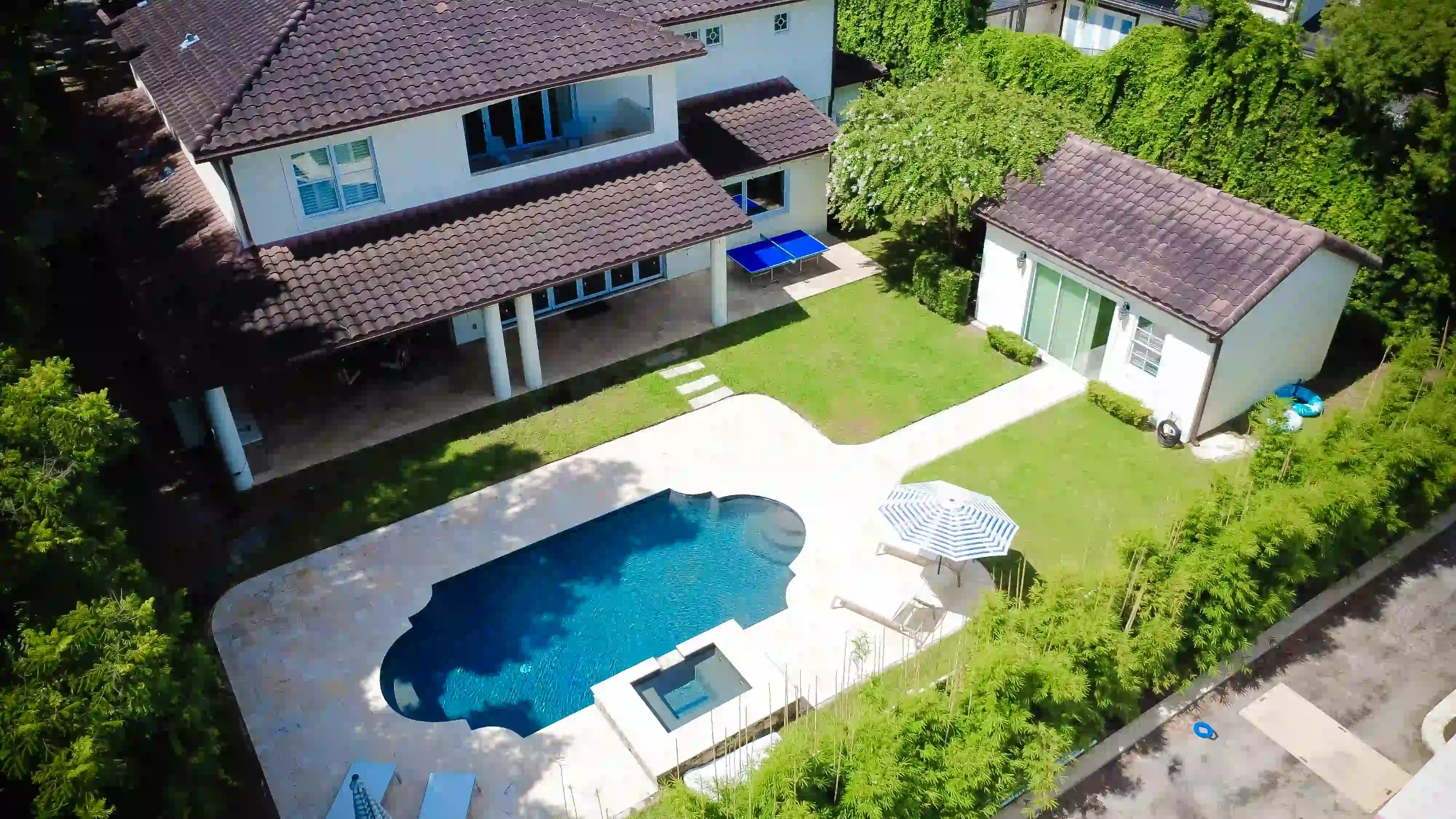 Aerial Villa & Poolside Grounds